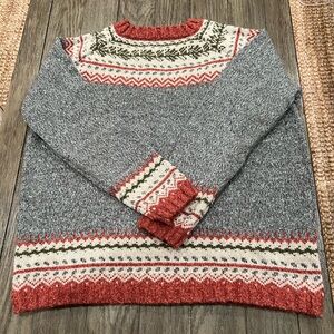 Gray and Red Fair Isle Sweater